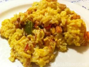 Kasslergratäng med grönsaker och ris recept
